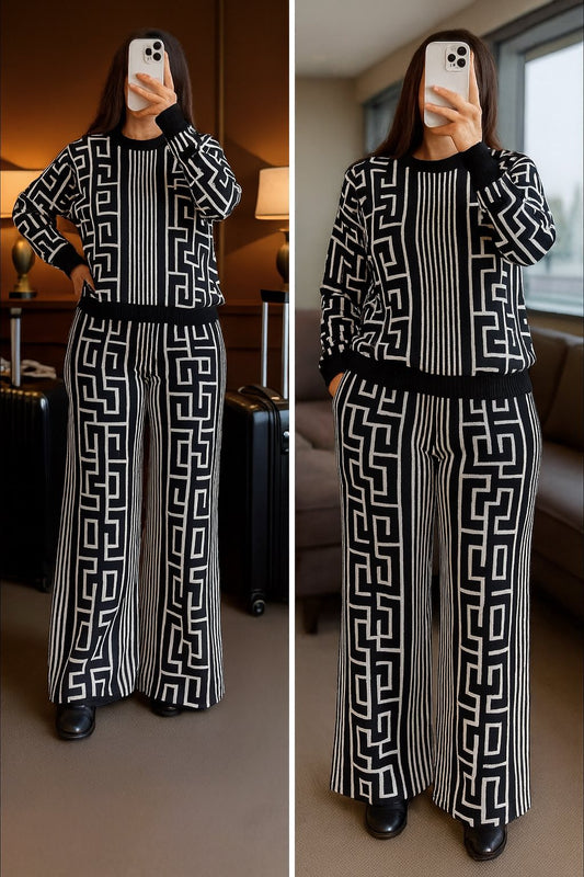 Luxury Maze Knit Co-Ord Set | choicewear.online | Winter classy coordset