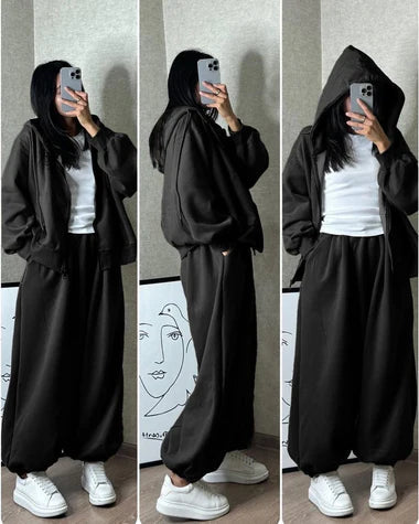 Choice Wear Cloud Flower Zipper Tracksuit | Stylish 2-Piece Winter Outfit for Women
