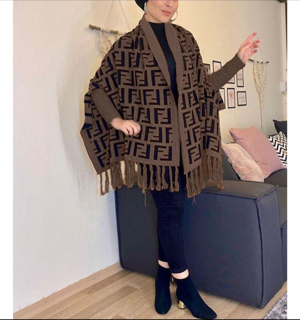 Choice Wear Women's Fendi Style Shawl Double Fleece Full Printed Winter Collection