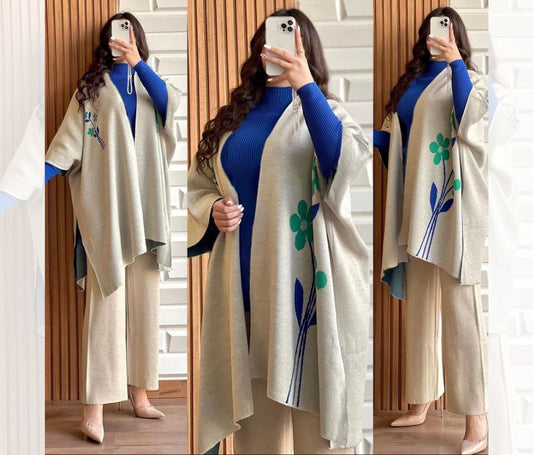 Choice Wear Women's 3-Piece Winter Set, High Neck, Top & Trousers Ready to Wear