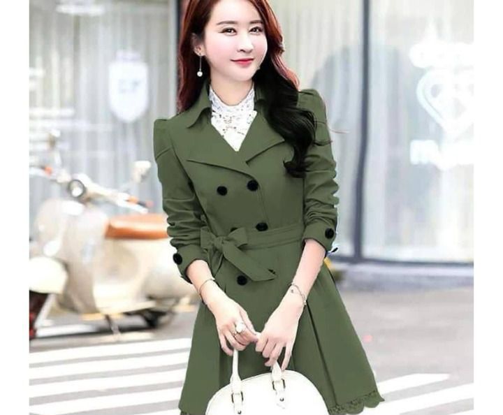 Choice Wear Women's Winter Lace Trench Coat Double Fleece Elegant & Warm