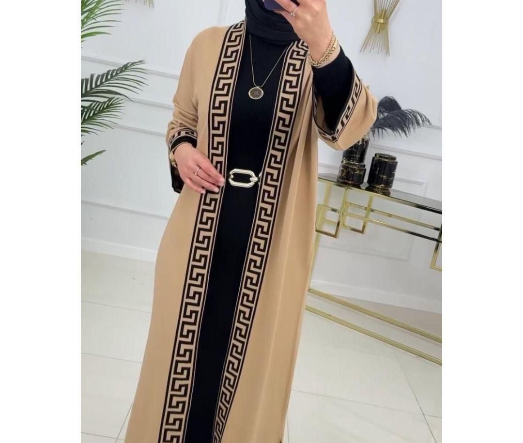 Choice Wear 2-Piece Winter Gown Set Printed Fleece Long Gown Elegant & Warm