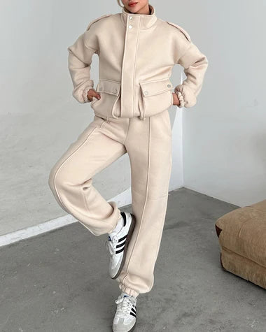 Choice Wear Mock Neck Cargo Pocket Winter Outfit, Stylish 2-Piece for Women