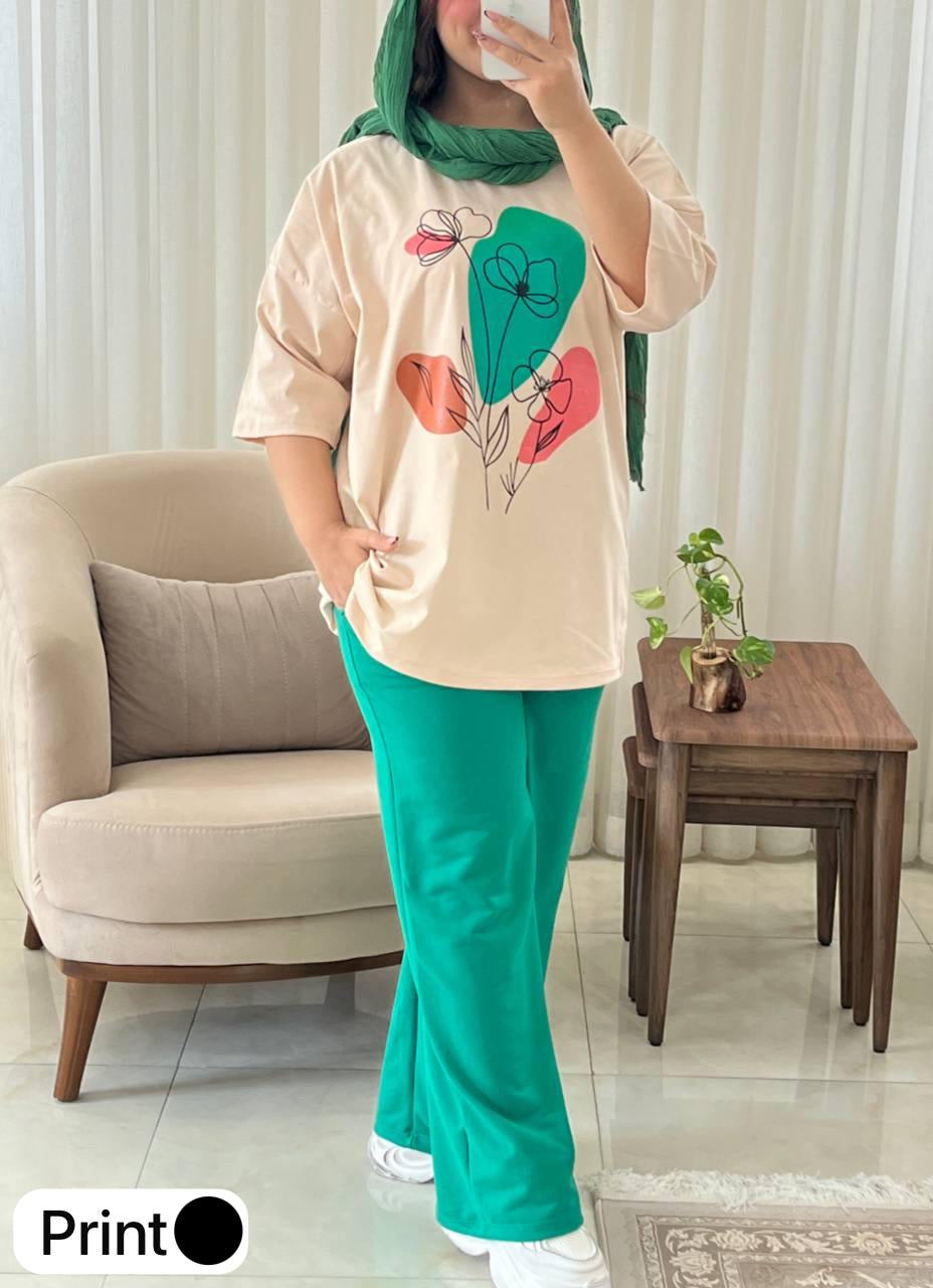 Choice Wear Printed Drop-Shoulder Tee & Trousers Set β Trendy Comfort for Everyday Style