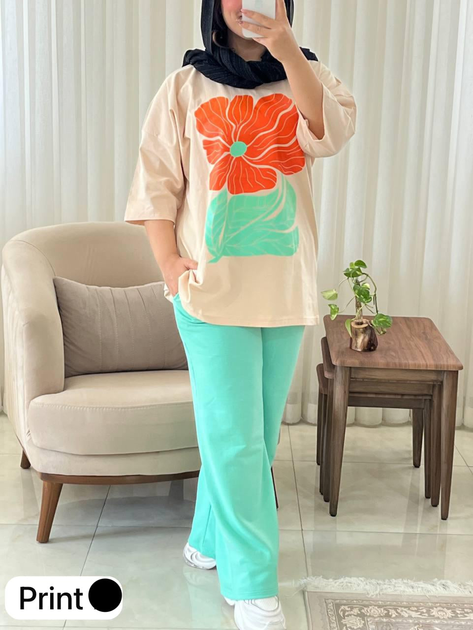 Choice Wear Printed Drop-Shoulder Tee & Trousers Set β Trendy Comfort for Everyday Style