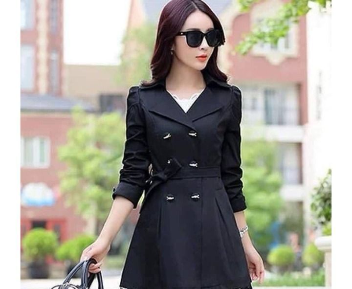 Choice Wear Women's Winter Lace Trench Coat Double Fleece Elegant & Warm