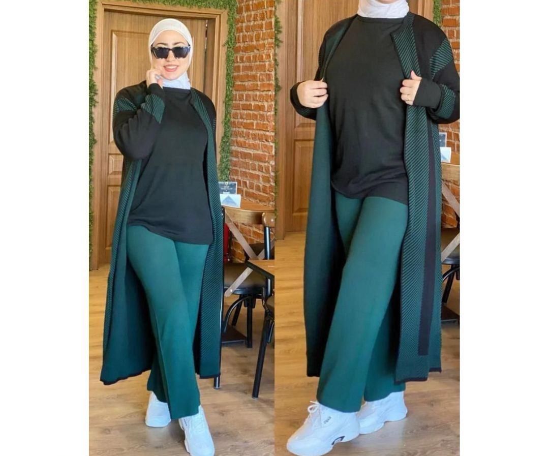 Choice Wear 3-Piece Winter Fleece Cardigan Outfit Long Coat Style Warm & Stylish Premium Winter Set