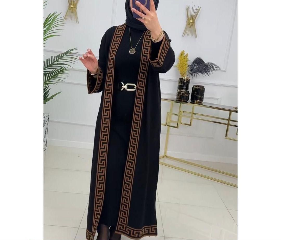 Choice Wear 2-Piece Winter Gown Set Printed Fleece Long Gown Elegant & Warm