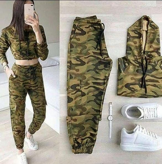 Choice Wear Camouflage Winter Tracksuit for Women Hoodie & Trouser Set Warm & Stylish