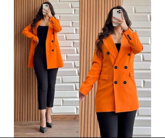Choice Wear Women's Winter Blazer Coat Double Button Fleece Top Coat Casual & Stylish