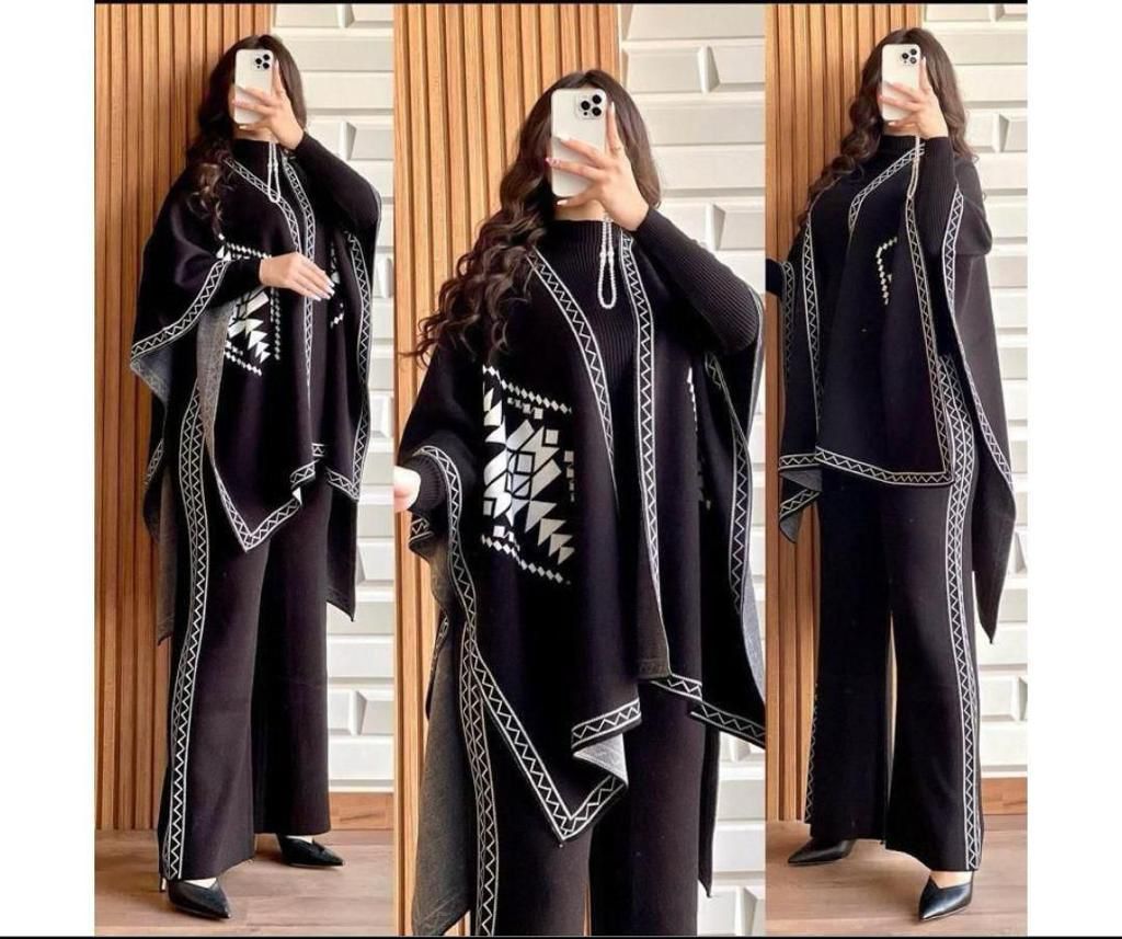 Choice Wear 3-Piece Winter Fleece Outfit for Women High Neck + Shawl + Trouser Set Soft & Warm