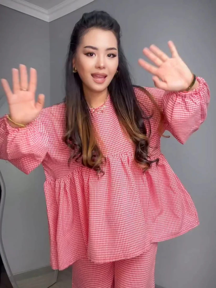 Choice Wear Classic Checkered Cotton Co‑ord Set for Women