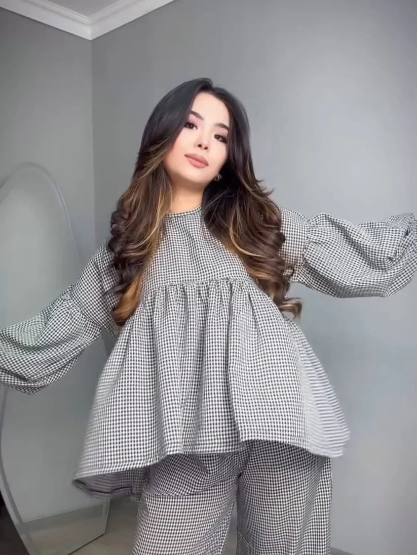 Choice Wear Classic Checkered Cotton Co‑ord Set for Women