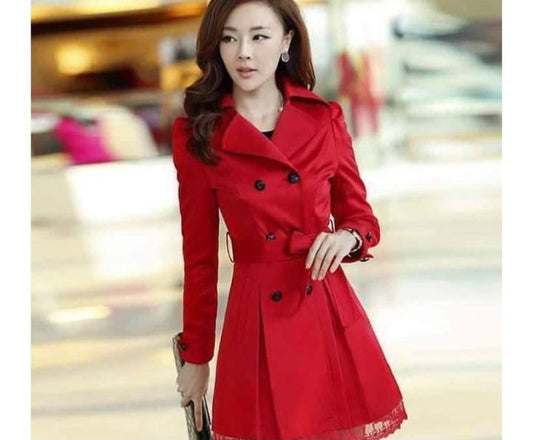 Choice Wear Women's Winter Lace Trench Coat Double Fleece Elegant & Warm