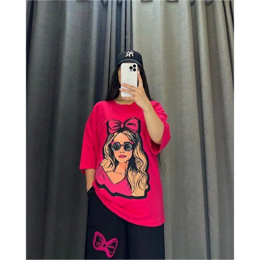 Choice Wear Printed Drop-Shoulder Tee & Trousers Set for Women