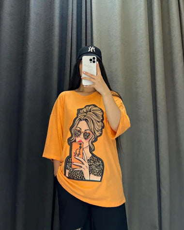 Choice Wear Printed Drop-Shoulder Tee & Trousers Set for Women