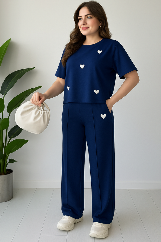 Choice Wear Heart Printed Top & Straight Trouser Set