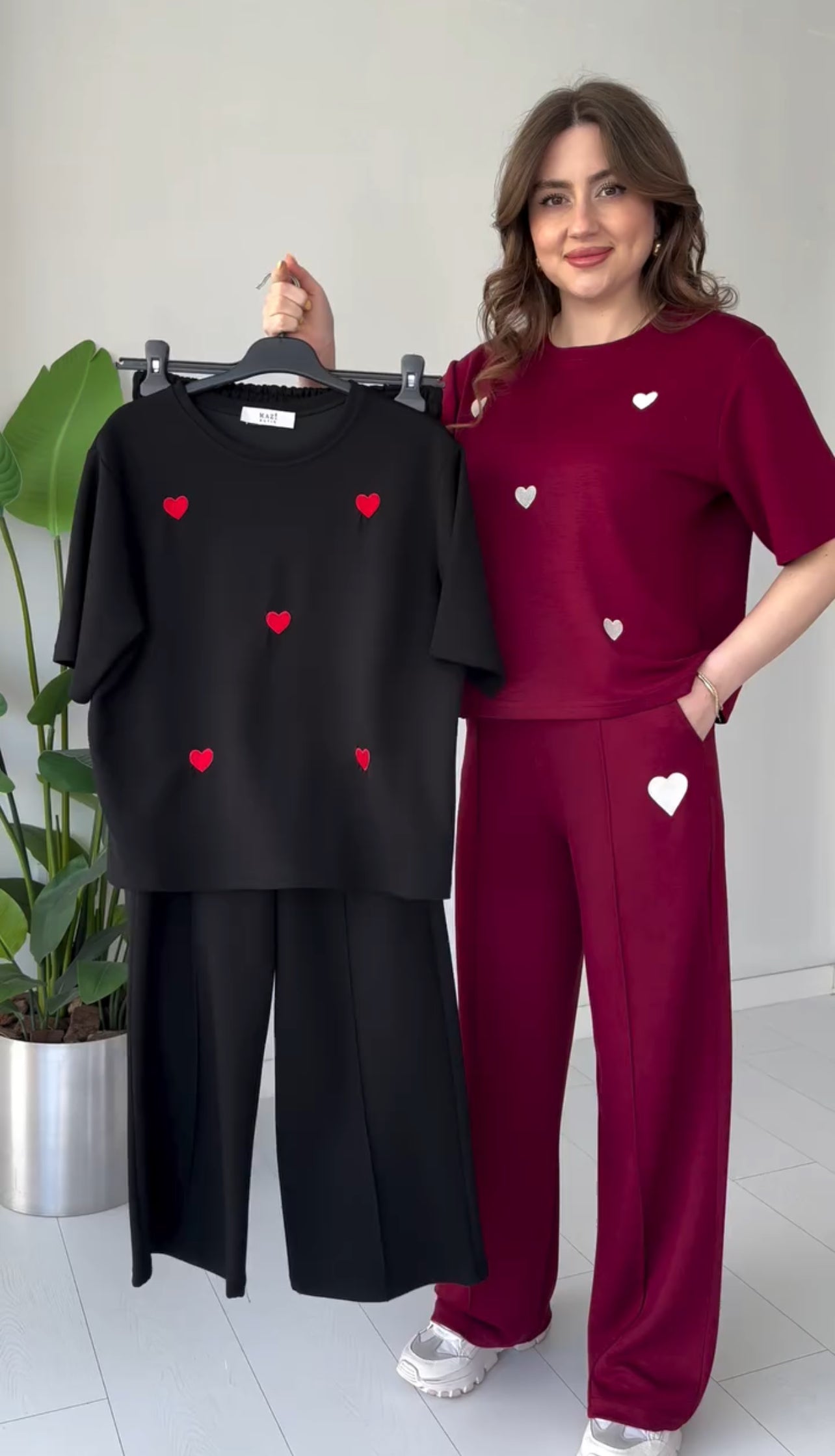 Choice Wear Heart Printed Top & Straight Trouser Set
