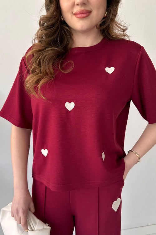 Choice Wear Heart Printed Top & Straight Trouser Set