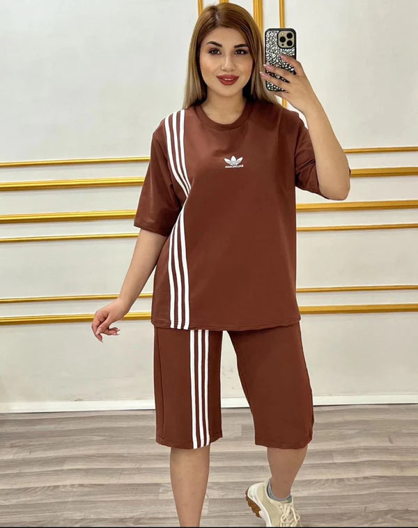 Choice Wear Striped T-Shirt & Shorts Set for Women | Casual Summer Co-Ord
