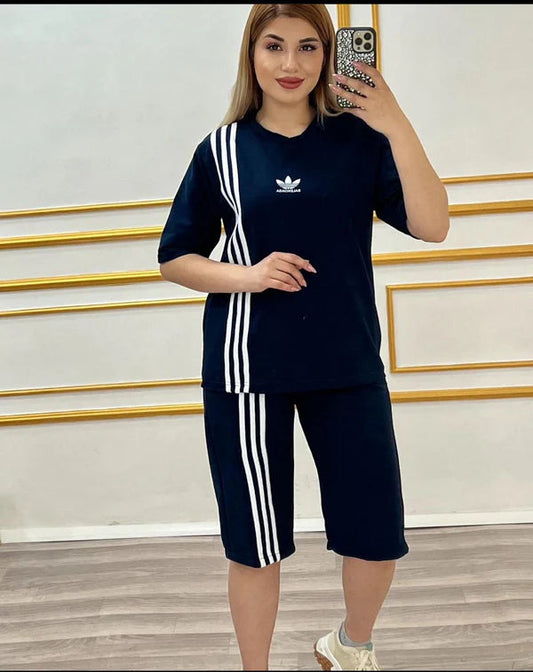 Choice Wear Striped T-Shirt & Shorts Set for Women | Casual Summer Co-Ord
