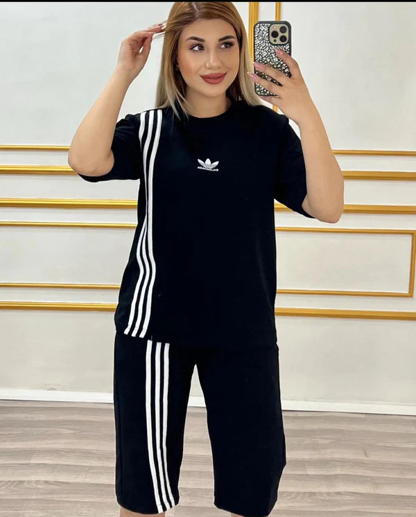 Choice Wear Striped T-Shirt & Shorts Set for Women | Casual Summer Co-Ord